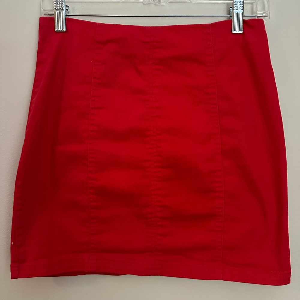 American Threads Denim Skirt Red Medium EUC